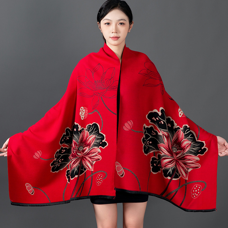Shawl Wrap Winter - Women Winter Shawl Cashmere Scarf Floral