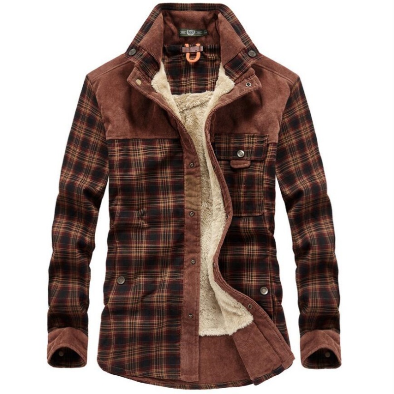 Men's Jackets Winter Windproof - Flannel Shirt Lined 评论和价格