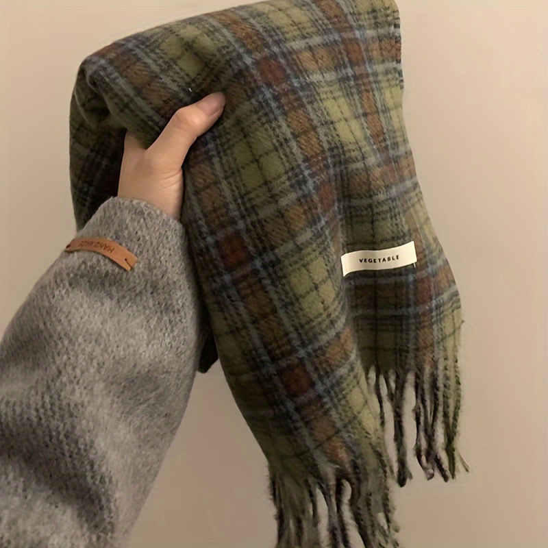 Vintage Green Plaid Tassel Sca - Cashmere Pashmina Wrap 评论和价格