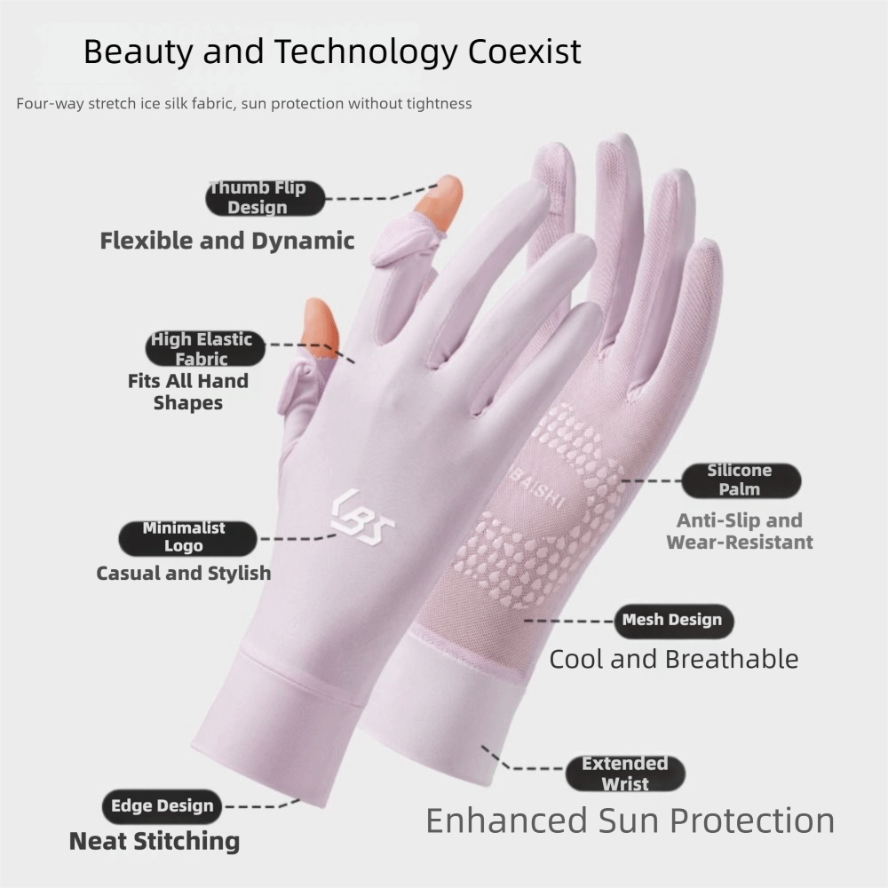 Extended Ice Silk UV Protectio - Touch Screen Gloves 评论和价格