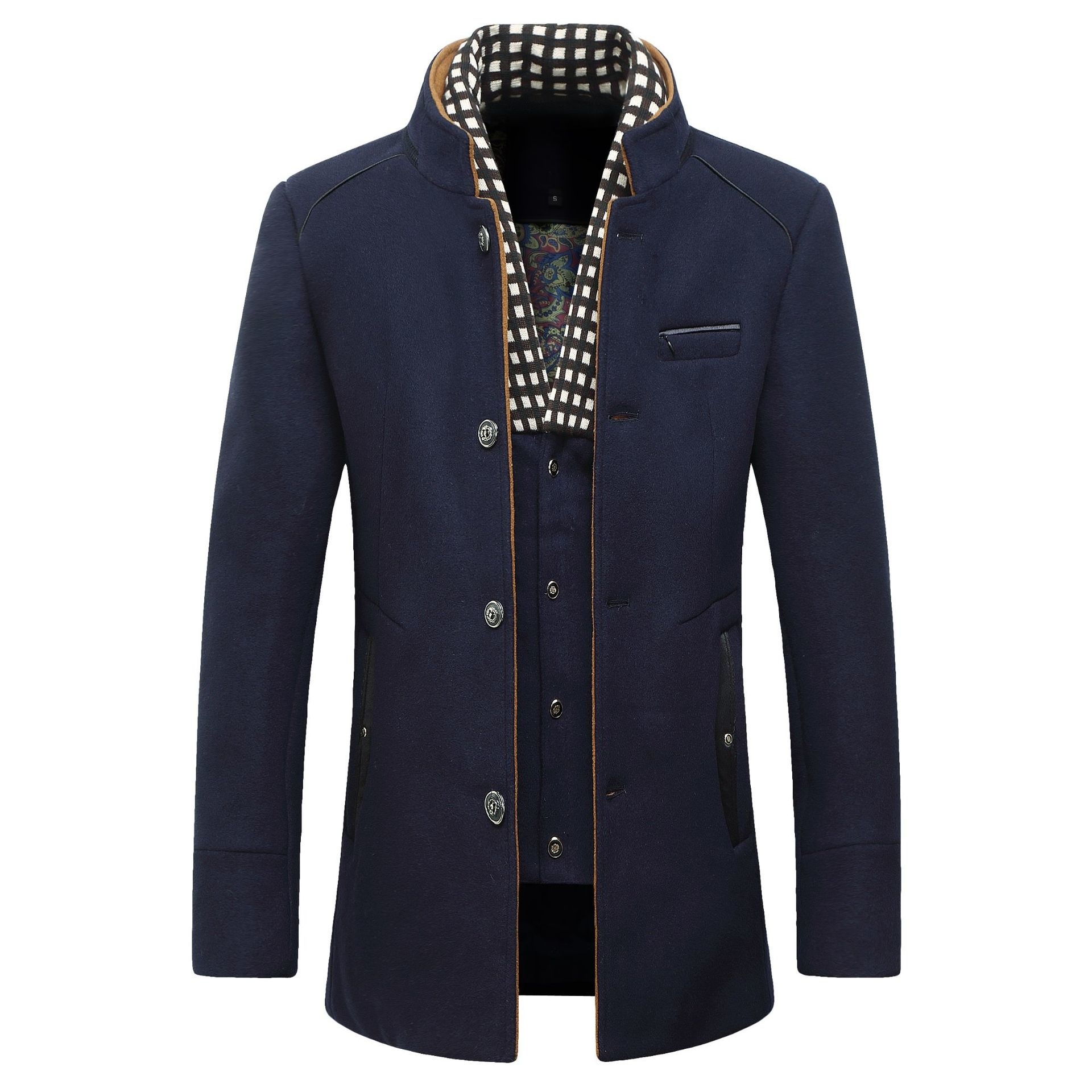 Fashion Men's Wool jacket Clas - Wool Coat Peacoat 评论和价格