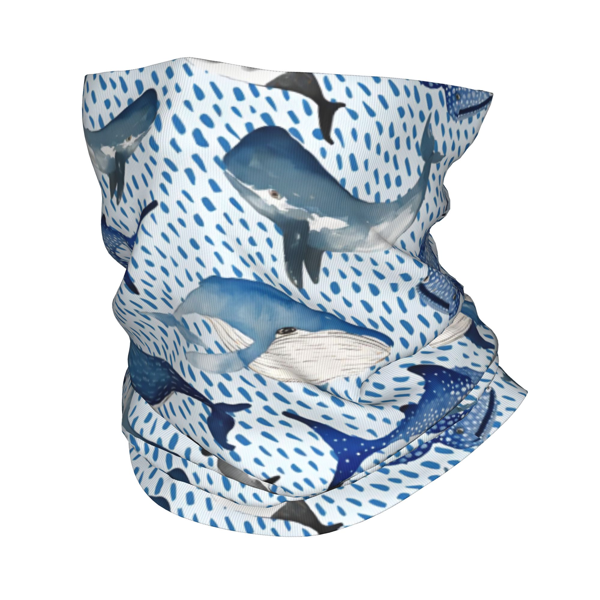 Custom Blue Watercolour Shark  - Neck Gaiter Fleece 评论和价格