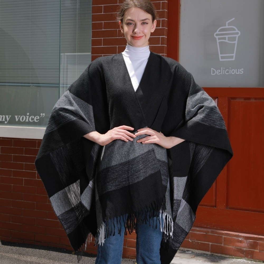 Warm Coat Plaid Design Travel  - Shawl Wrap Winter 评论和价格