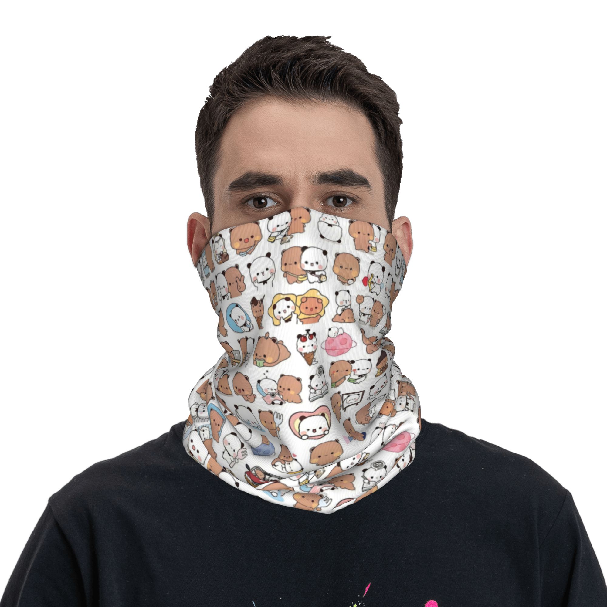 Custom Bear Cartoon Peach And  - Neck Gaiter Fleece 评论和价格