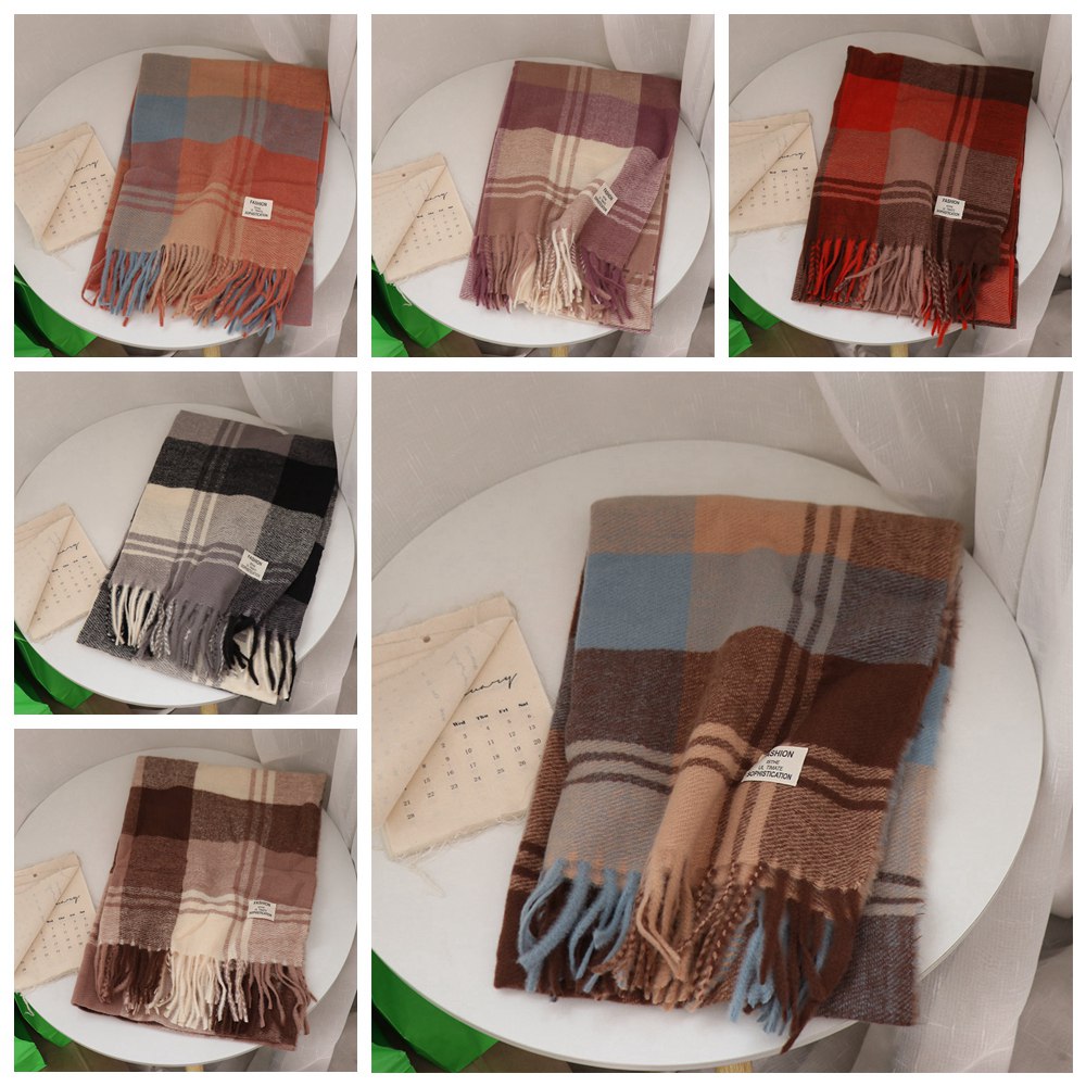 Casual Windproof Plaid Wool Sc - Wool Scarf Men 评论和价格
