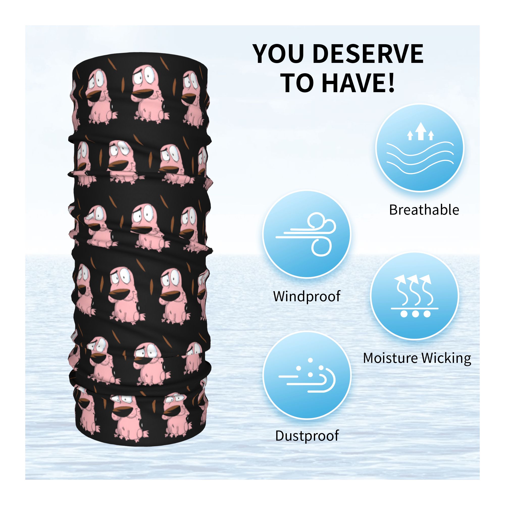 Custom Cartoon Courage Dog Win - Neck Gaiter Fleece 评论和价格