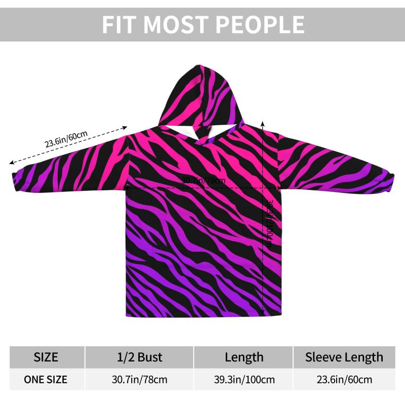 Zebra Stripe Print Wearable Bl - Sherpa Hoodie Fleece 评论和价格