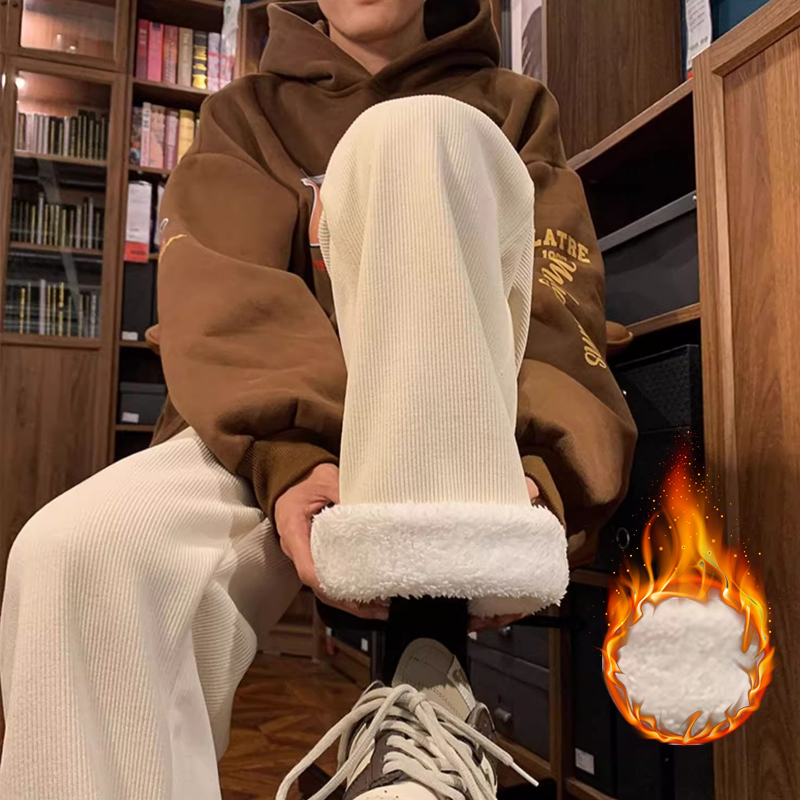 Thick Lamb Fleece Men's Pants  - Corduroy Pant Warm 评论和价格
