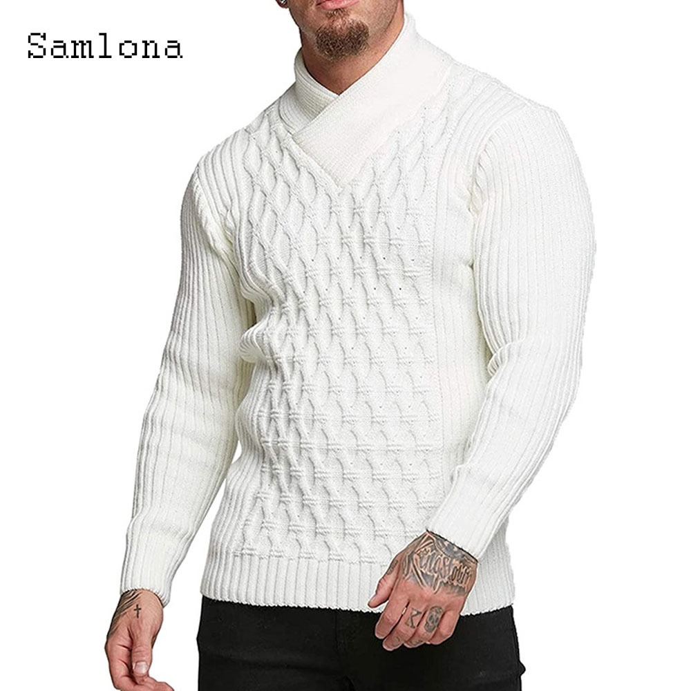 Samlona Men Autumn New Knittin - Wool Scarf Men 评论和价格