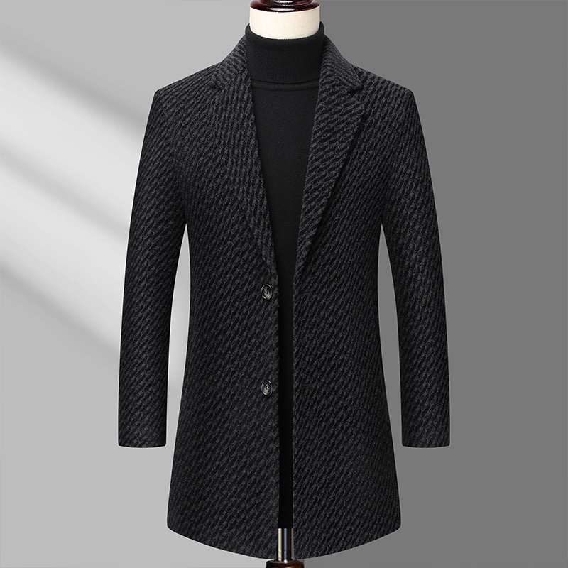 Long Coat Men Mens Wool Jacket - Wool Coat Peacoat 评论和价格