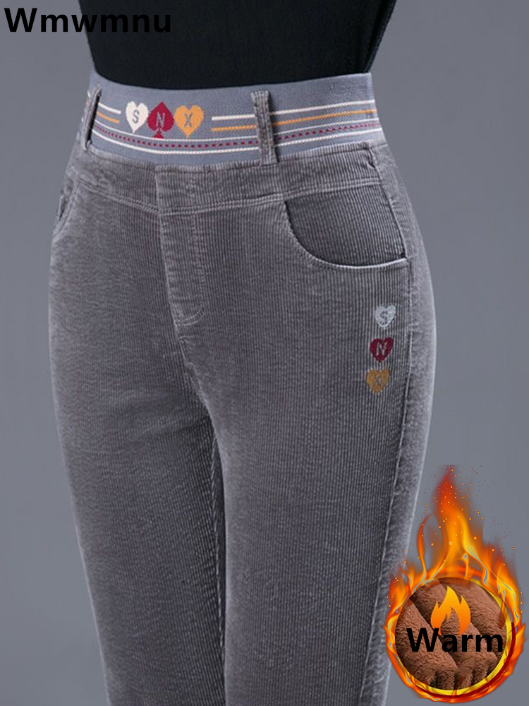 Winter Thicken Plush Lined Pen - Corduroy Pant Warm 评论和价格