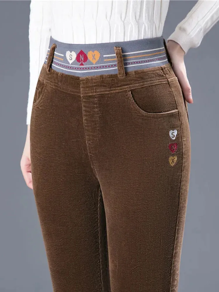 Winter Thicken Plush Lined Pen - Corduroy Pant Warm 评论和价格