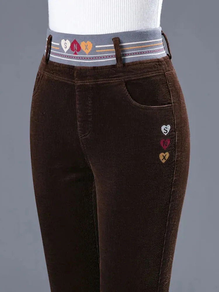 Winter Thicken Plush Lined Pen - Corduroy Pant Warm 评论和价格