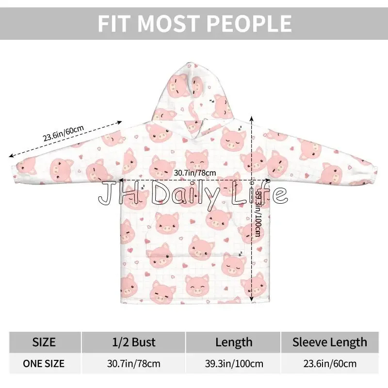 Cartoon Pigs Wearable Flannel  - Sherpa Hoodie Fleece 评论和价格