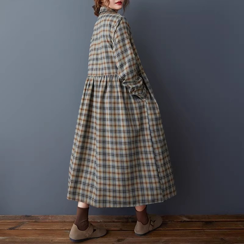 Korean Loose Retro Plaid Shirt - Flannel Shirt Lined 评论和价格