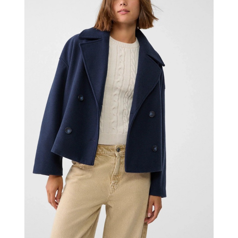 Women's Oversized Double Breas - Wool Coat Peacoat 评论和价格