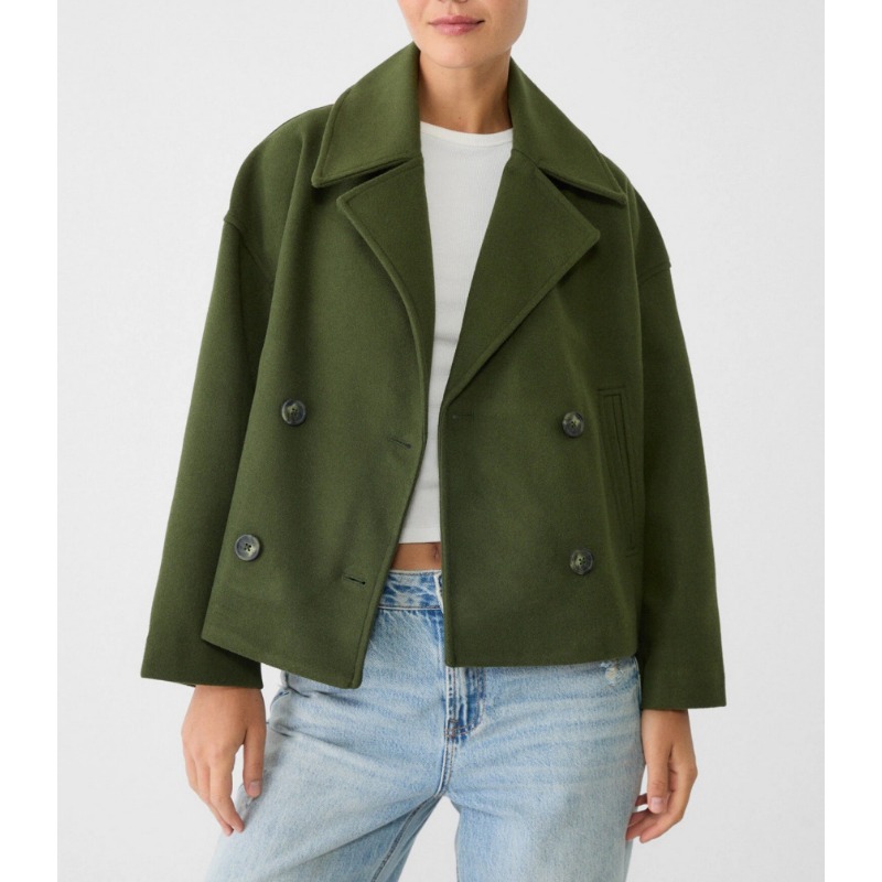 Women's Oversized Double Breas - Wool Coat Peacoat 评论和价格