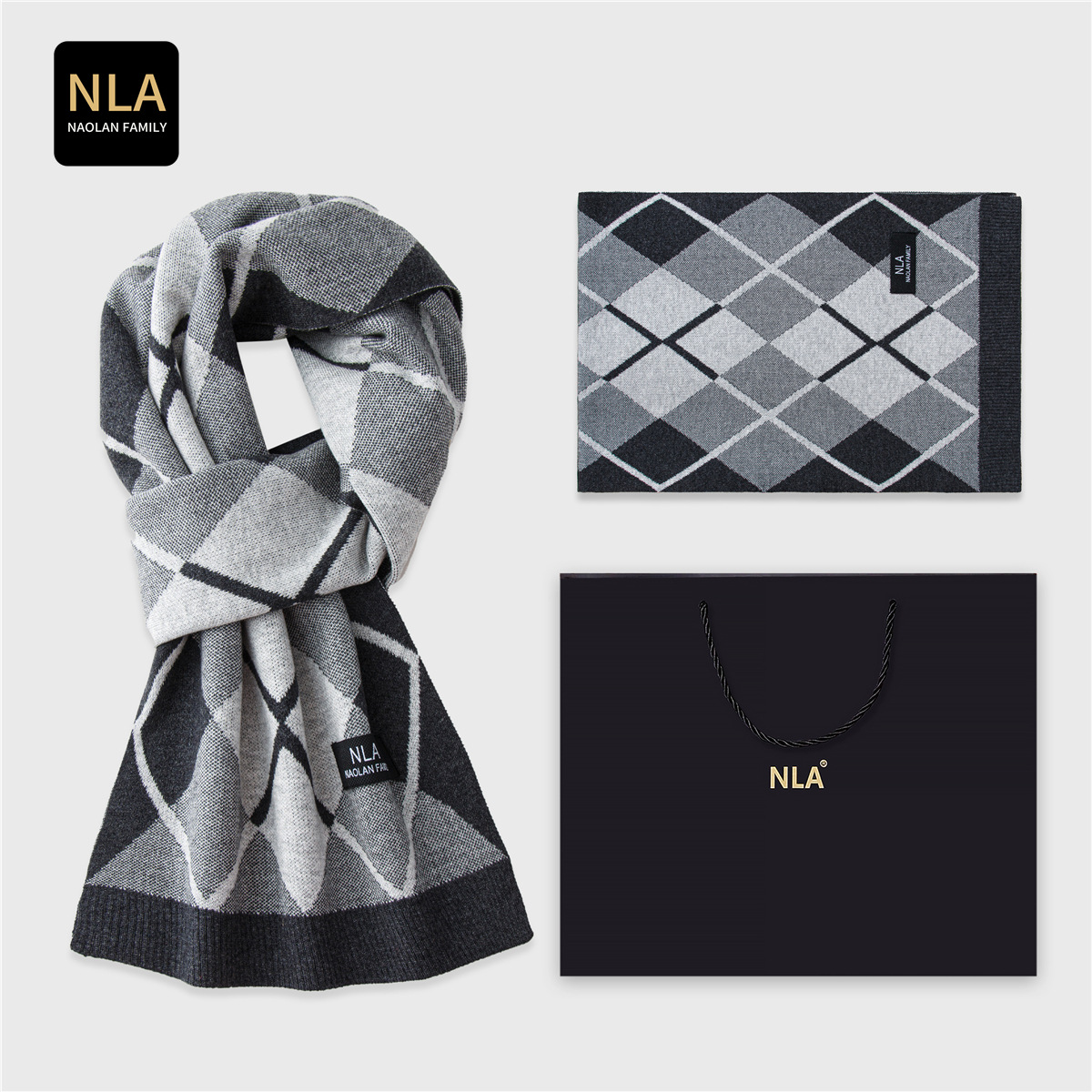 Gift Box Knitted Men's Wool Sc - Wool Scarf Men 评论和价格