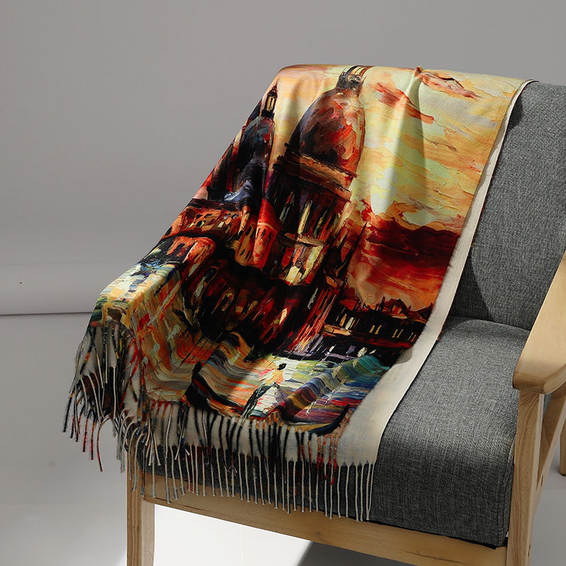 Luxury Brand Oil Painting Cash - Cashmere Pashmina Wrap 评论和价格
