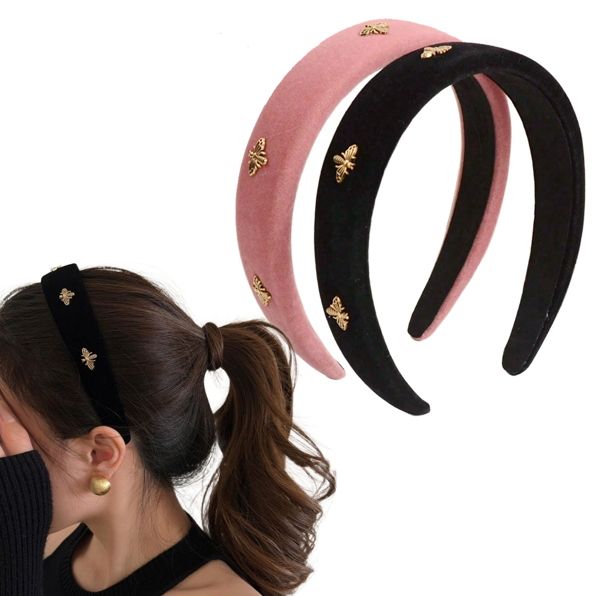 Little Bee Black Velvet Headba - Winter Headband Fleece 评论和价格