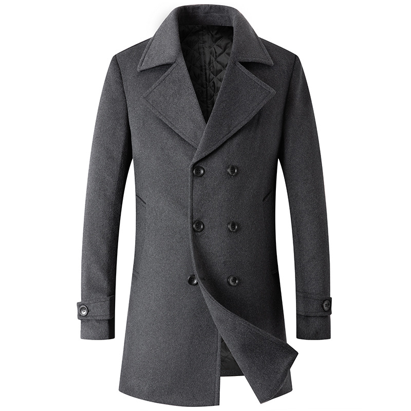 Double Breasted Coat Men Peaco - Wool Coat Peacoat 评论和价格