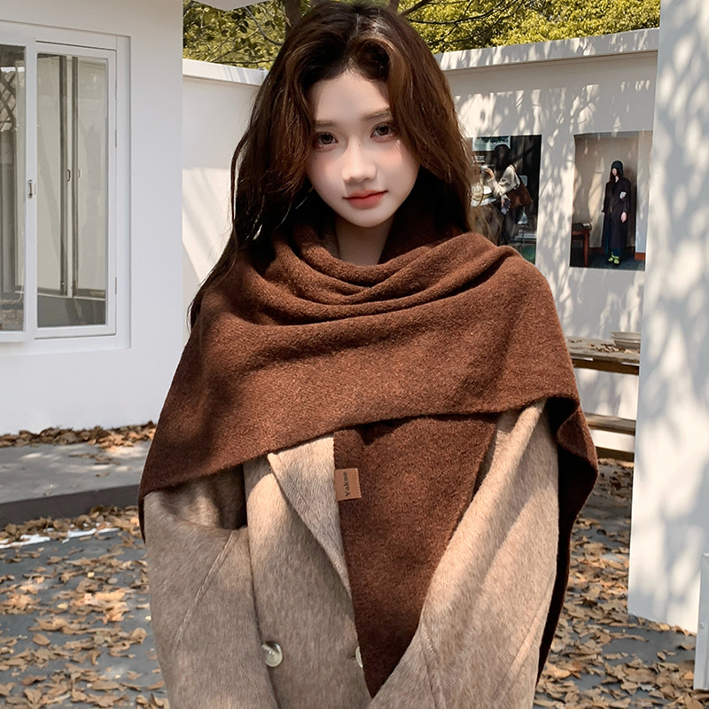Simple Solid Color Knitted Tri - Shawl Wrap Winter 评论和价格